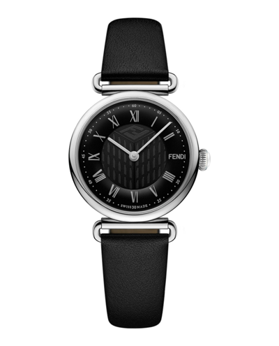Fendi Palazzo Leather Watch In Black