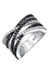 Bling Jewelry Crisscross Two Tone Ring In Black