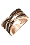 Bling Jewelry Crisscross Two Tone Ring In Rose