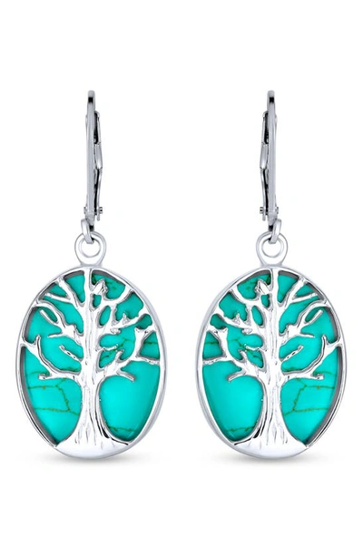 Bling Jewelry Family Tree Life Celtic Drop Earrings In Aqua