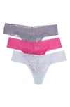 Felina Lace Thong In Xenon Blue/slvr Bullet/berry