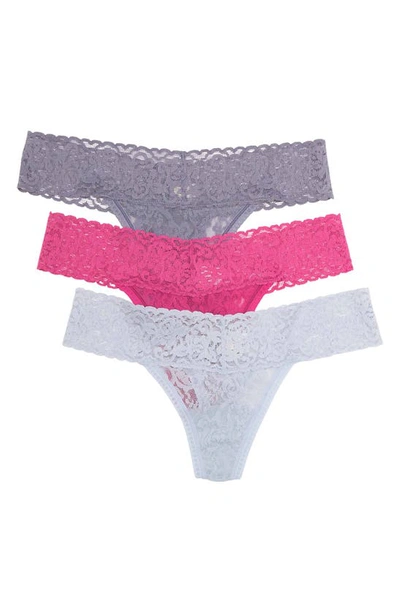 Felina Lace Thong In Xenon Blue/slvr Bullet/berry