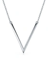 Bling Jewelry Chevron Pendant Necklace In Silver