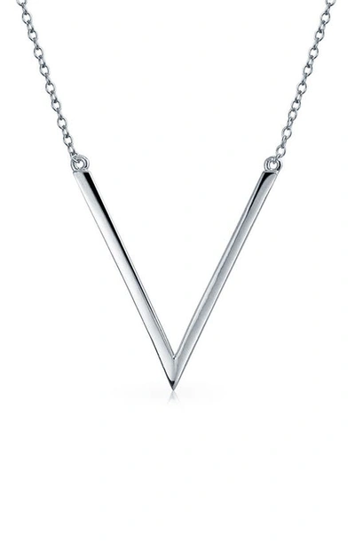 Bling Jewelry Chevron Pendant Necklace In Silver