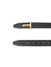 Tom Ford Reversible T-logo Leather Belt In Nero