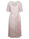 RED VALENTINO STRIPE PLEATED DRESS