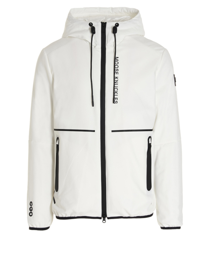 Moose Knuckles Grayton Logo-print Zip-fastening Jacket In Milky Way
