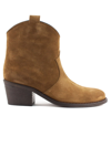 Via Roma 15 Velour Brown Texan Ankle Boot In Martora