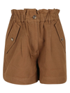Kenzo Cotton Bermuda With Wrapped Waist In Tabac