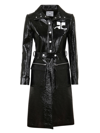 Courrèges Logo-print Lacquered-effect Trench Coat In Black