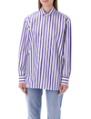 Ralph Lauren Capri Striped-print Long-sleeve Shirt In Purple