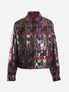 VALENTINO SILK BLEND JACKET WITH ALL-OVER OPTICAL V PRINT