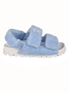 MIU MIU FUR DOBLE VELCRO STRAP SANDALS