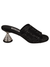 Miu Miu Crystal-embellished Leather Sandals In Black