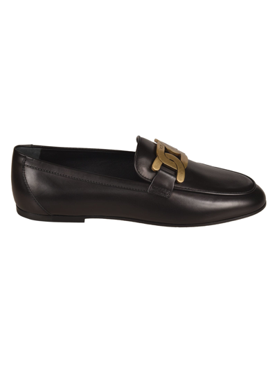 Tod's Chain Plaque Classic Loafers In Black