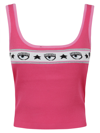 Chiara Ferragni Fuchsia Viscose Blend Logomania Maxi Short Top In Fandango