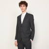 Sandro Wool Suit Jacket In Mocked Grey