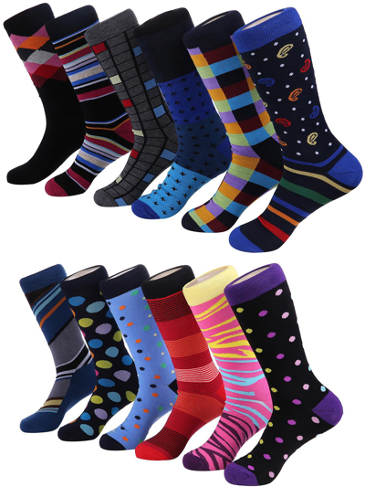Mio Marino Crew Cut Dress Socks - Assorted Designs In Cool Collection