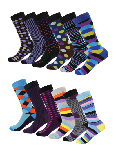Mio Marino Retro Collection Dress Socks 12 Pack In Funky Cluster