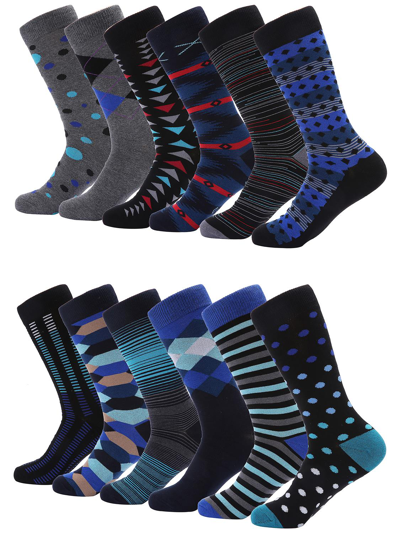 Mio Marino Modern Collection Dress Socks 12 Pack In Robust Morning