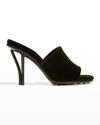 Bottega Veneta Architectural-heel Slide Sandals In Bottle Green