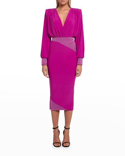 Zhivago Lover Man Cocktail Dress With Satin Panels In Berry