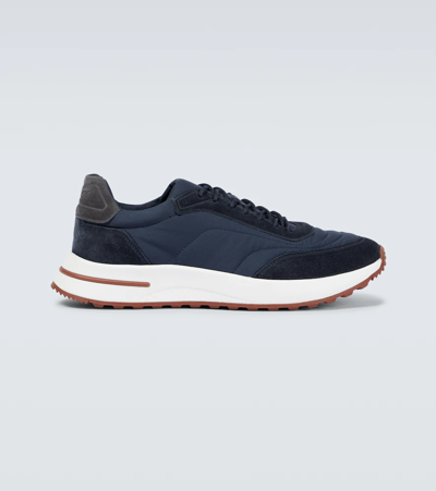 Loro Piana Weekend Walk Suede-trimmed Shell Trainers In Blue