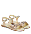 Gucci Horsebit Glitter-detail Sandals In Sable/bright Gold