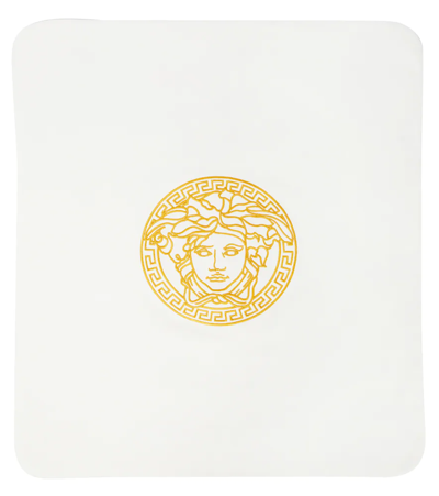 Versace Kids' Baby Medusa Cotton-blend Blanket In Bianco+oro