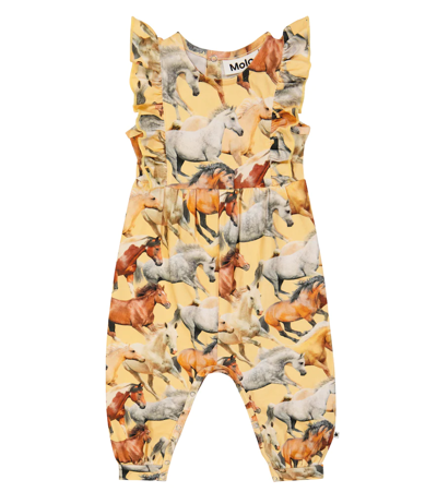 Molo Baby Fallon Printed Cotton-blend Playsuit In Horse Dream Baby