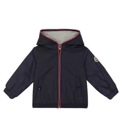 Moncler Blue Anton Jacket For Babykids With Patch Logo In Navy