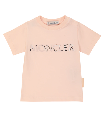Moncler Baby Logo Cotton-blend T-shirt In Pink