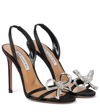 Aquazzura Babe 105 Embellished Satin Sandals In Black