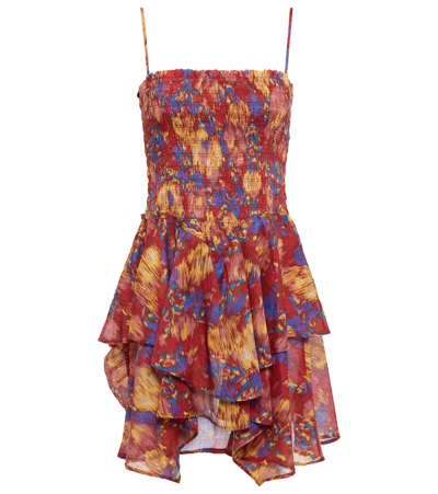 Isabel Marant Étoile Anka Abstract-print Smocked Dress In Multi