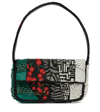 Staud Tommy Multi-pattern Beaded Shoulder Bag In Black Patchwork