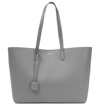 Saint Laurent East West Calfskin Shopping Tote Bag In New Stone Grey