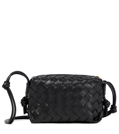 Bottega Veneta Loop Mini Intrecciato-leather Cross-body Bag In Black
