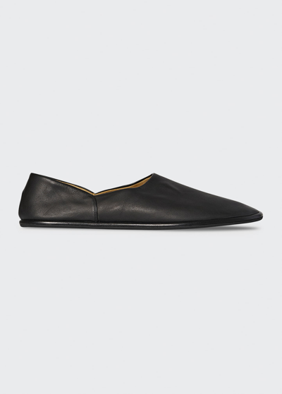 The Row Collapsible-heel Leather Loafers In Чёрный