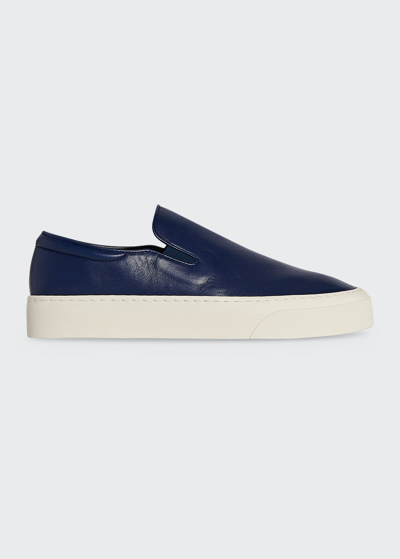 The Row Marie Leather Slip-on Sneakers In Navy