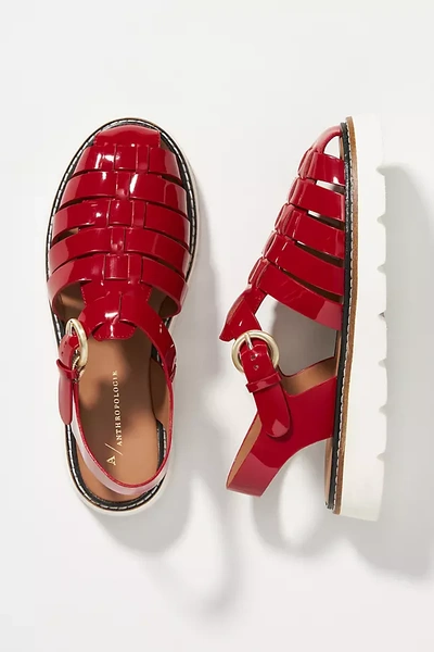 Anthropologie Fisherman Sport Sandals In Red