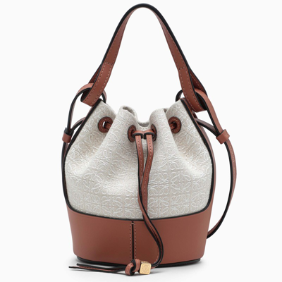 Loewe Leather And Canvas Small Balloon Bucket Bag In White