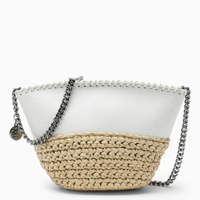 Stella Mccartney Falabella Raffia/white Mini Shoulder Bag