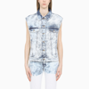 Stella Mccartney Washed Blue Denim Waistcoat In Blue
