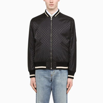 Gucci Black Gg Nylon Varsity Jacket