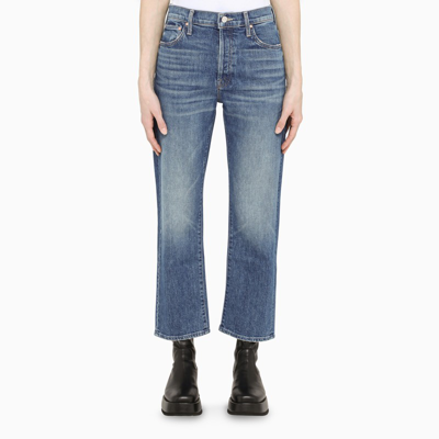 Mother Washed Blue Cropped Jeans