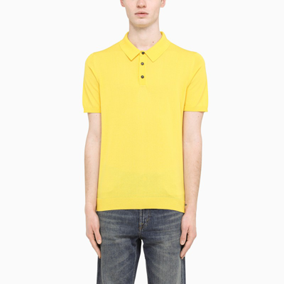 Roberto Collina Yellow Knitted Cotton Polo Shirt