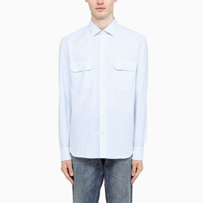 Salvatore Piccolo White And Light Blue Striped Shirt