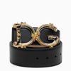 Dolce & Gabbana Baroque Dg Logo Leather Belt In Black