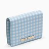 Miu Miu White/light Blue Checked Wallet In Light Blue