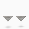 Prada Crystal Logo Symbole Stud Earrings In Metal